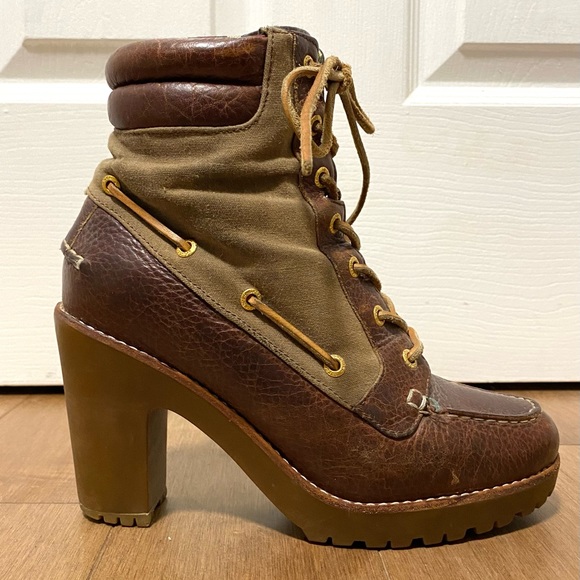 Sperry lace up heel boot US 7 brown/olive - Picture 2 of 6